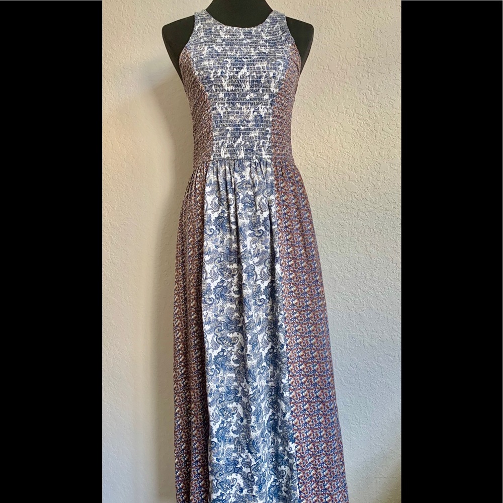 Long light bohemian dress. Halter style